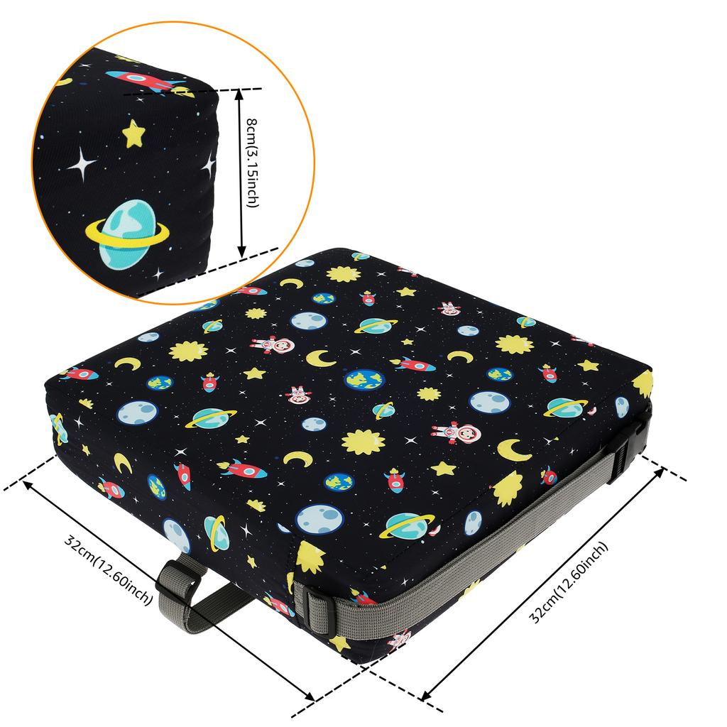 Non Slip Kids Booster Seat Child Dining Table Booster Seat with Adjustable Safety Belt & Fastening Strap Cartoon Booster Cushion