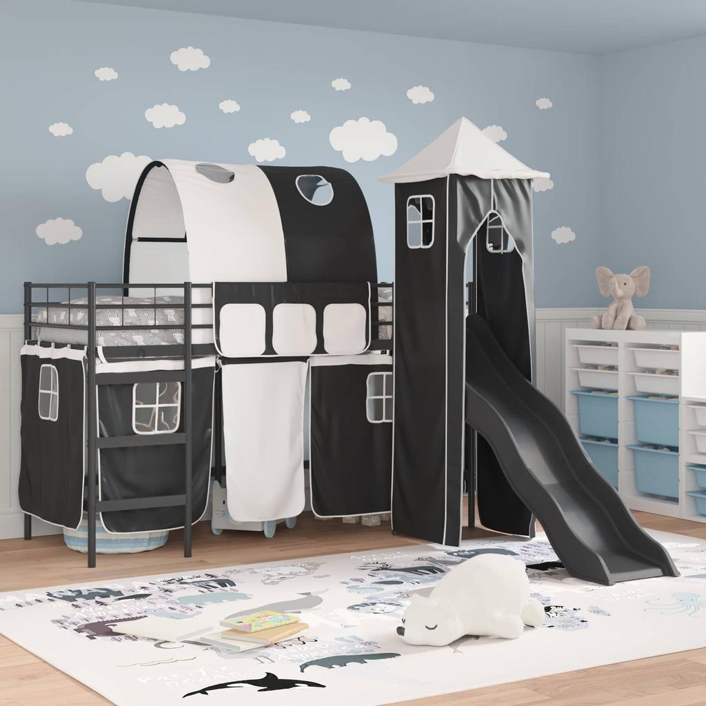 Kids Loft Bed Black 75 x 190 cm Metal