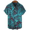 Мужская гавайская рубашка, футболка с короткими рукавами, напечатанная на 3D-принте, повседневная пуговица на лацкане, мужской топ, летняя персонализированная футболка большого размера