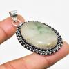 Green Apatite Gemstone Handmade 925 Silver Plated Jewelry Pendant 2.08"