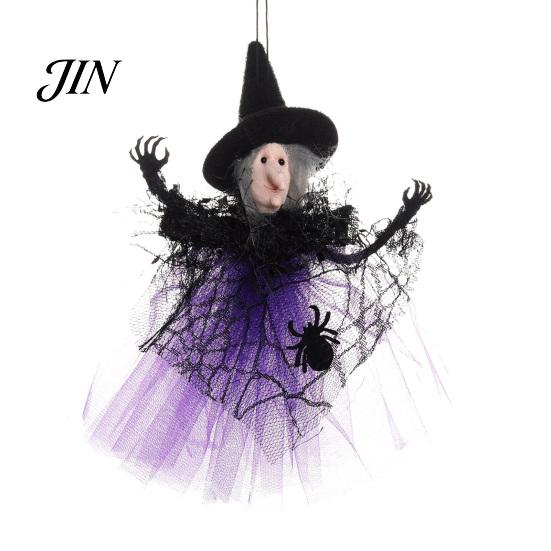 Halloween Party Decoration Witch Doll Decoration, Spooky Ghost Pumpkin Hanging with Gauze Skirt for Indoor Outdoor Decor Seasonal Ornament