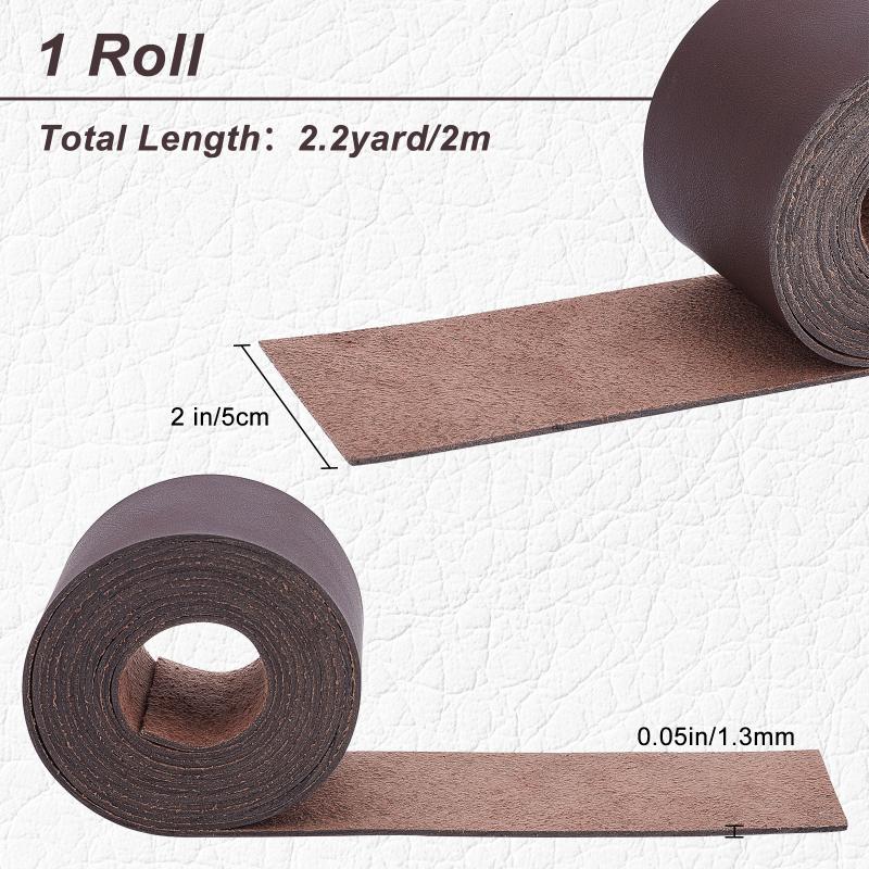 Dark Brown Genuine Leather Strap Strip 1/2 Inch Wide 79 Inch Long Leather Belt Wrap 1.3mm Thick Single Sided Flat Cord for DIY