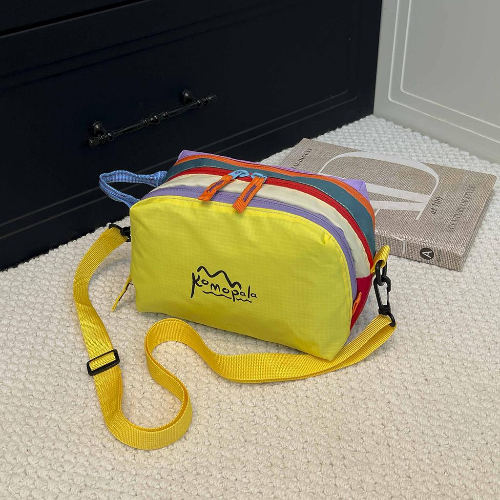 Trendy Casual Dopamine Rainbow Contrasting Makeup Bag Storage Bag Outdoor Convenient Hand-held Bag for Travel Diagonal Cross Bag