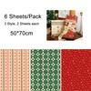 6 Sheets Christmas Gift Wrapping Paper Elk Santa Claus Snowman Pattern Paper Folded Flat 3 Designs DIY Craft Paper For Party