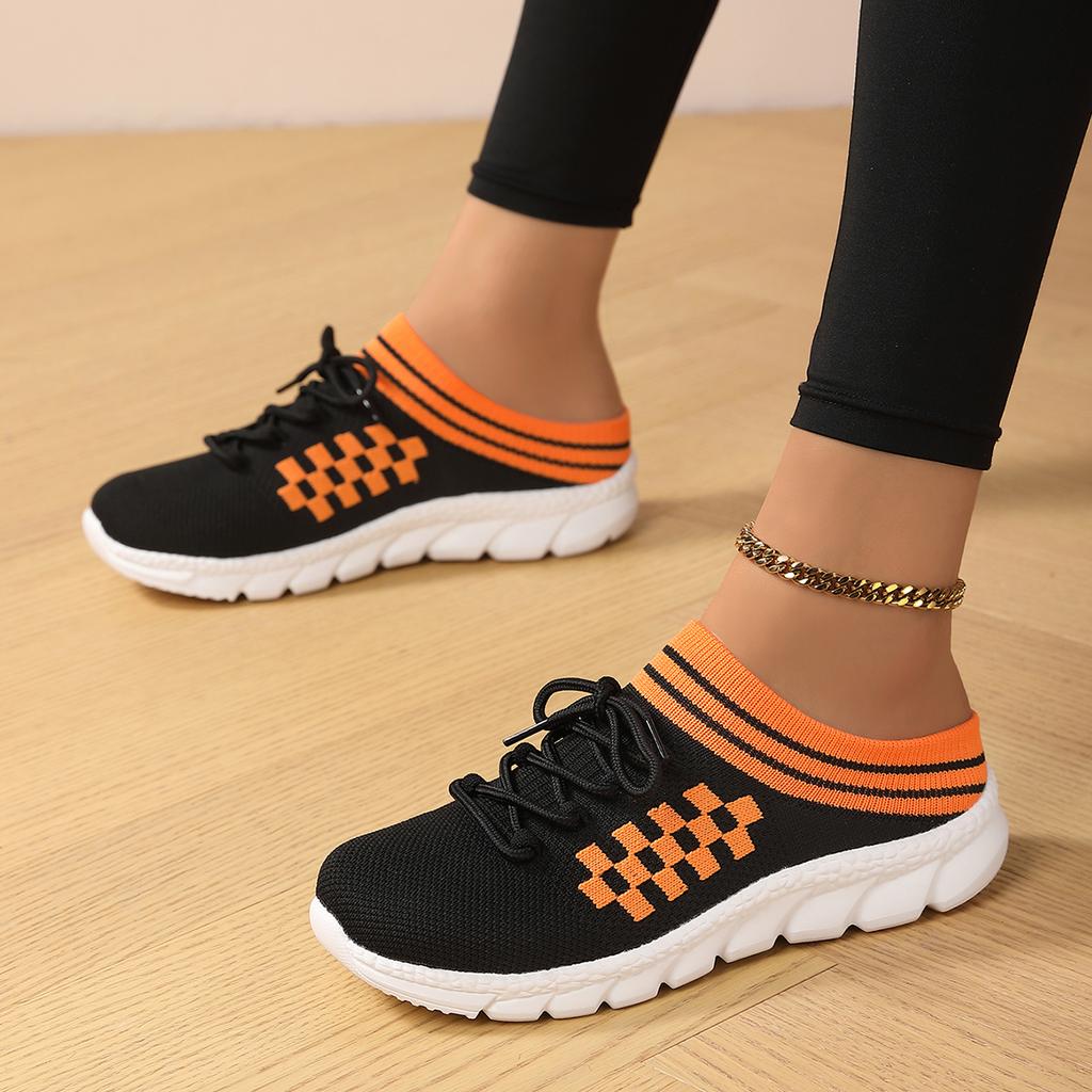 TUINANLE Women's Shoes Geometric Patterns Mesh Platform Sandals Couples Half Slippers Casual Non-Slip Platform Shoes