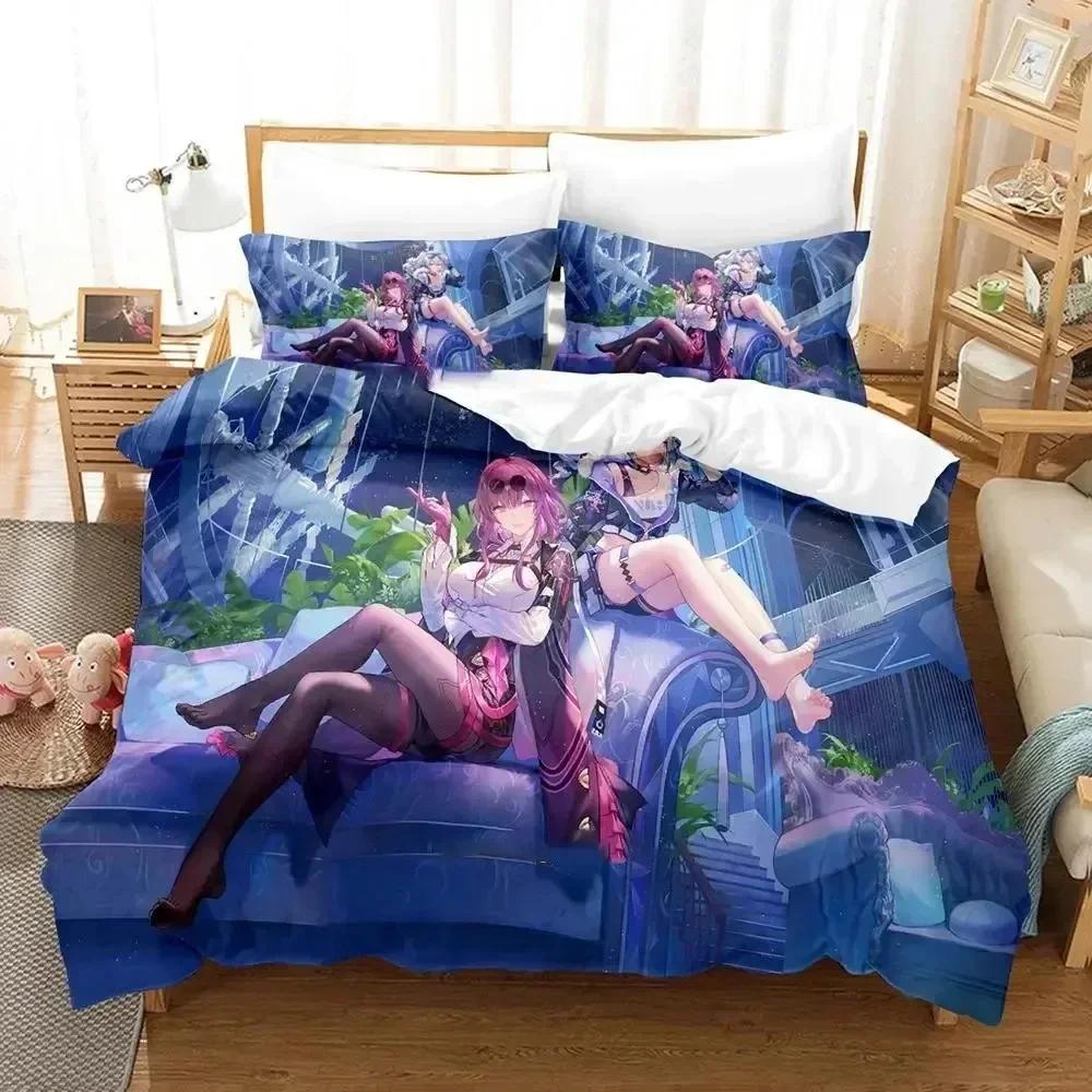 Anime Honkai Star Rail Bedding Set Duvet Cover Bed Set Quilt Cover Pillowcase Comforter King Queen Size Boys Adult Bedding Set