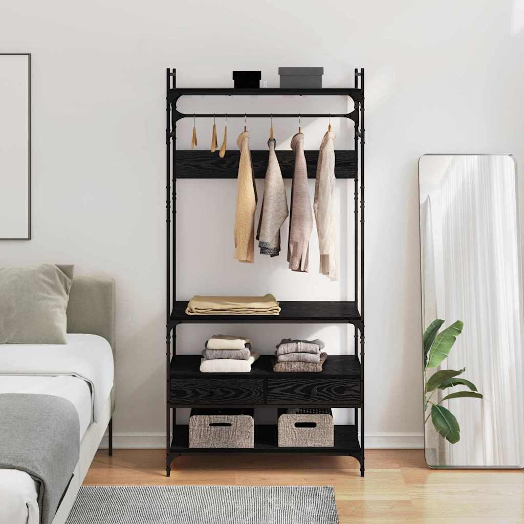 Wardrobe Black Oak Effect 89 x 39 x 184.5 cm