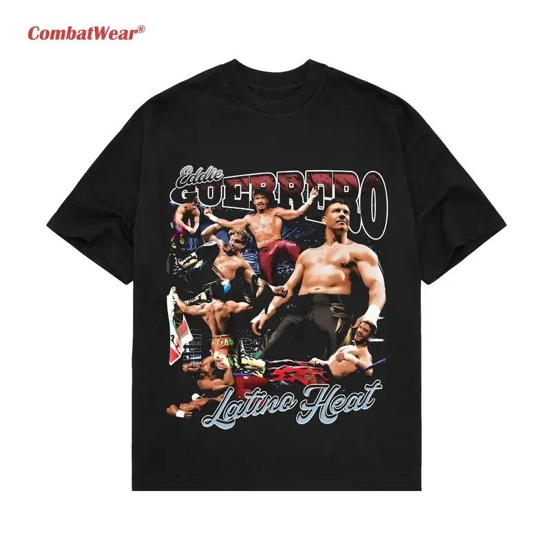 CombatWear Винтажная футболка с графикой для рестлинга, Ретро футболка 90-х с изображением бойца