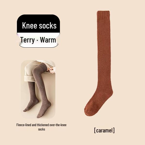 Женские бархатные утолщенные теплые носки выше колена с наколенниками для осени и зимы