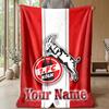 FC Köln Custom Name Text Flannel Blanket Soccer Logo Personalized Fleece Throw Blanket Special Gift For Sofa Bedroom Home