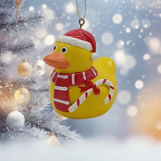 Рождественская подвесная утка, украшение для дома и улицы, рождественская елка, шарф из рогов лося, желтая утка, украшение из смолы, кулон, праздничный подарок