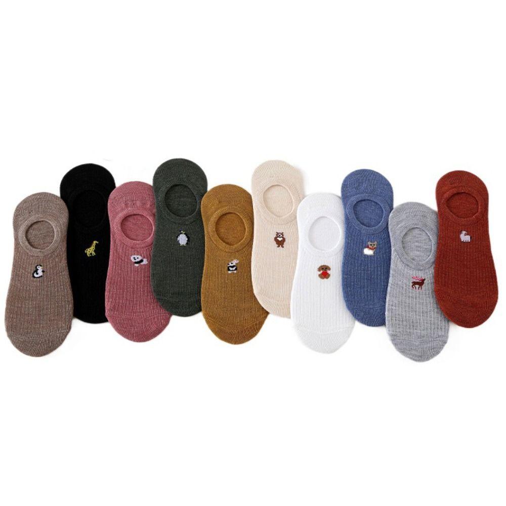 10Pairs Cartoon Sweet Short Socks Animal Invisible Ankle Socks Cute Thin Boat Socks  Streetwear