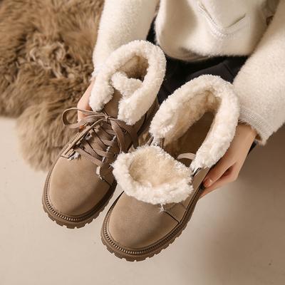 Водонепроницаемые нескользящие зимние ботинки для женщин, зимние ботинки из искусственной кожи, толстые плюшевые ботинки для женщин, теплые ботинки для мотоциклистов с искусственным мехом на шнуровке