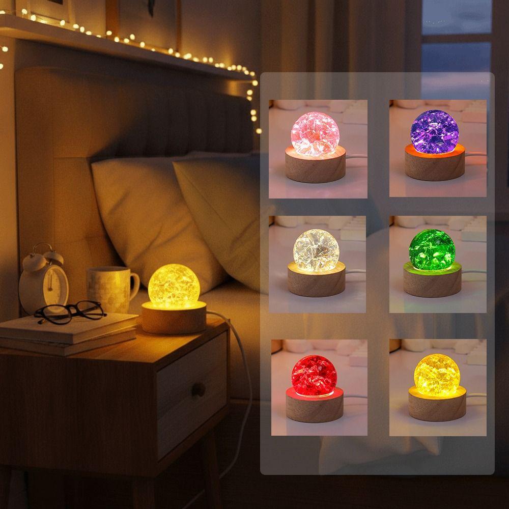 Detachable Luminous Crystal Ornaments Shiny Glaze Beads Glass Sphere Figurine Xmas Gift
