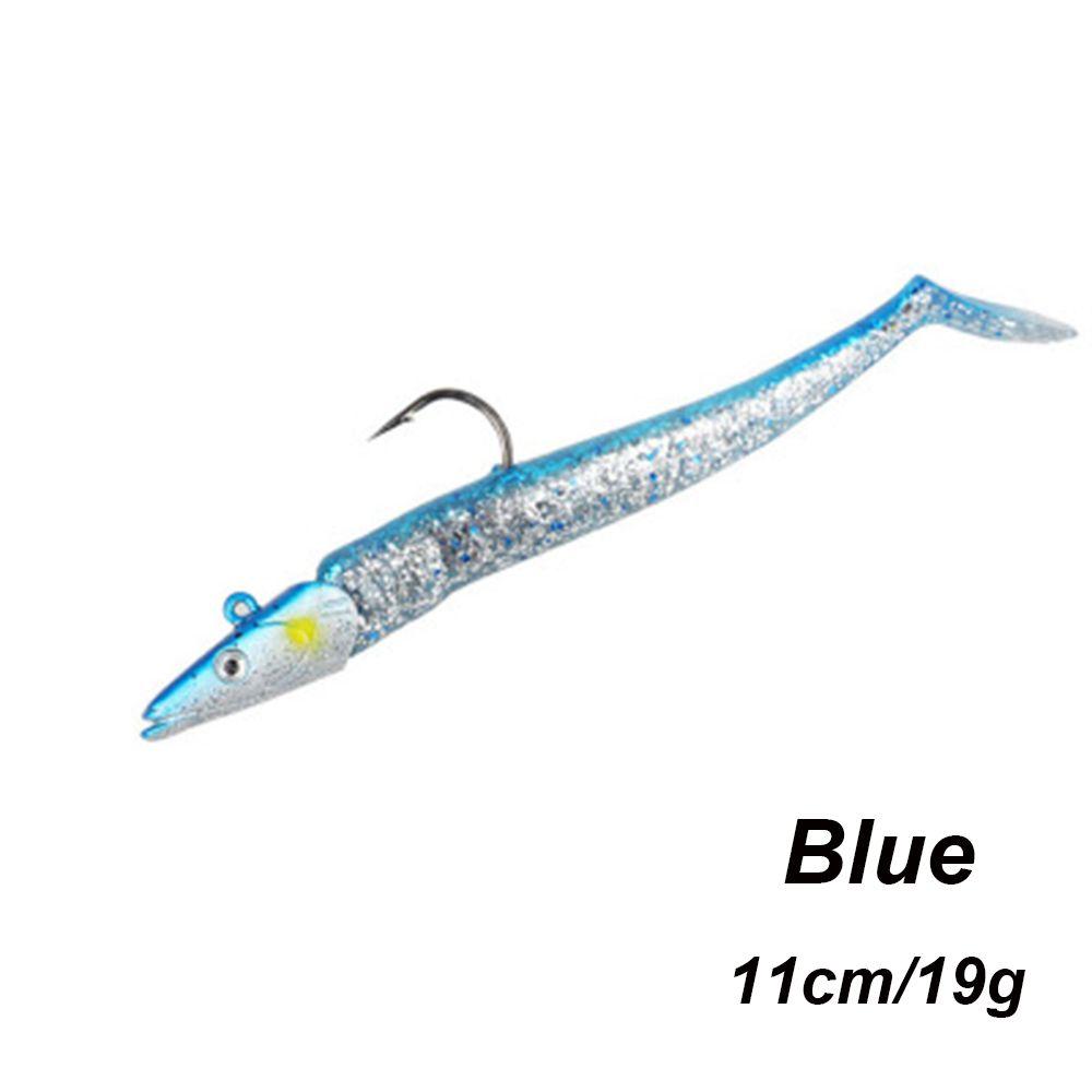 Durable 10g 19g 34g Luminous Worm Barbed Hook Fish Eel Lure Lead Jig Head Artificial Soft Bait
