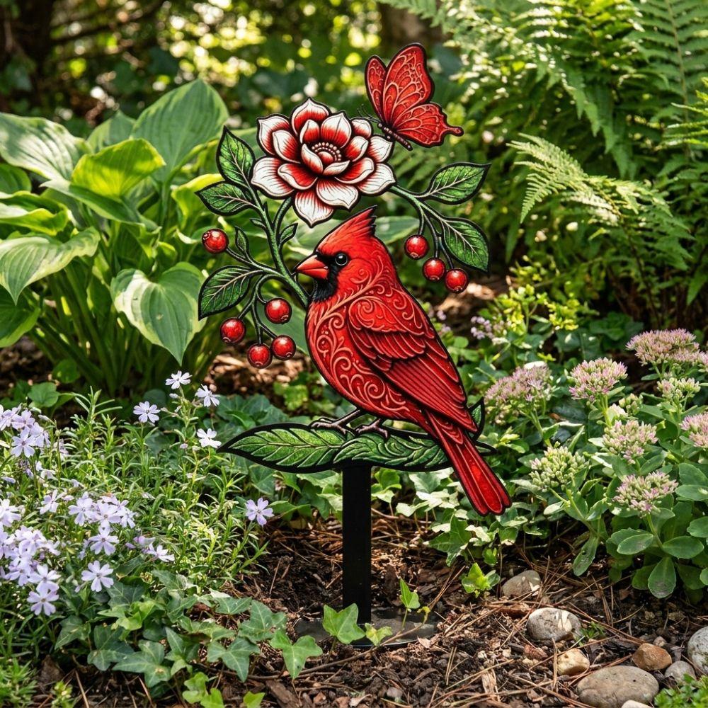Decorative Floral Bird Garden Stake Acrylic Yard Lawn Ornament Outdoor Lawn Use