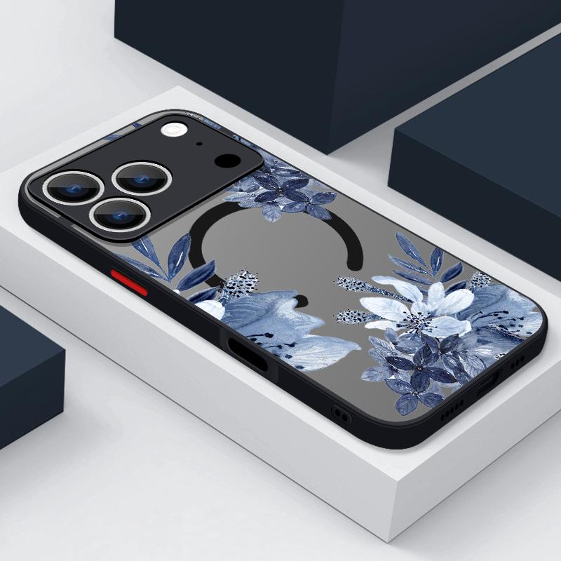 Магнитный чехол для телефона с принтом цветов для iPhone Air 17 16 15 Pro Max 13 12 Pro 14 Plus 11 Для Magsafe Беспроводная зарядка Акриловая крышка