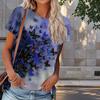 Women Summer T Shirt Butterfly Print Retro Fashion Short Sleeve Tees Casual   Printed  Tops
