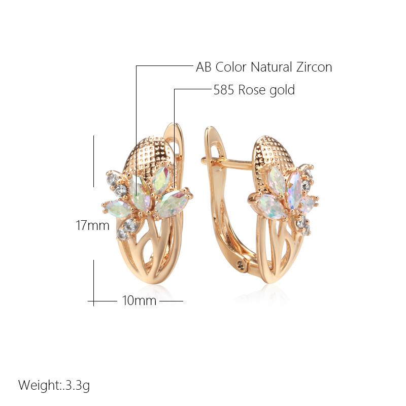 Модные красочные серьги с натуральным цирконом для женщин, золотистого цвета, банкетные, в виде цветов, эффектные украшения, кристальный подарок