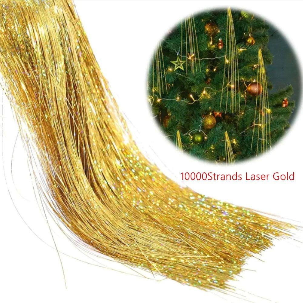Silver Color Christmas Tree Metal Wire Tinsel Foil Fringe Christmas Decoration Supplies