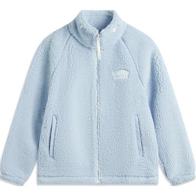 Li Ning Удобная повседневная минималистская флисовая куртка с воротником-стойкой на молнии для женщин Куртки Cloud-Blue AFDUD66-3