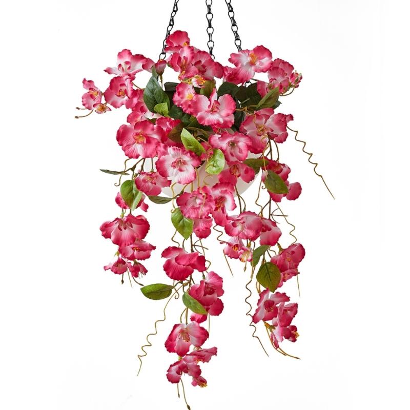 Cascading Hanging Flower Accent, Artificial Silk Wall Decoration 22.8in for Porch Window Entryway and Room Home Display