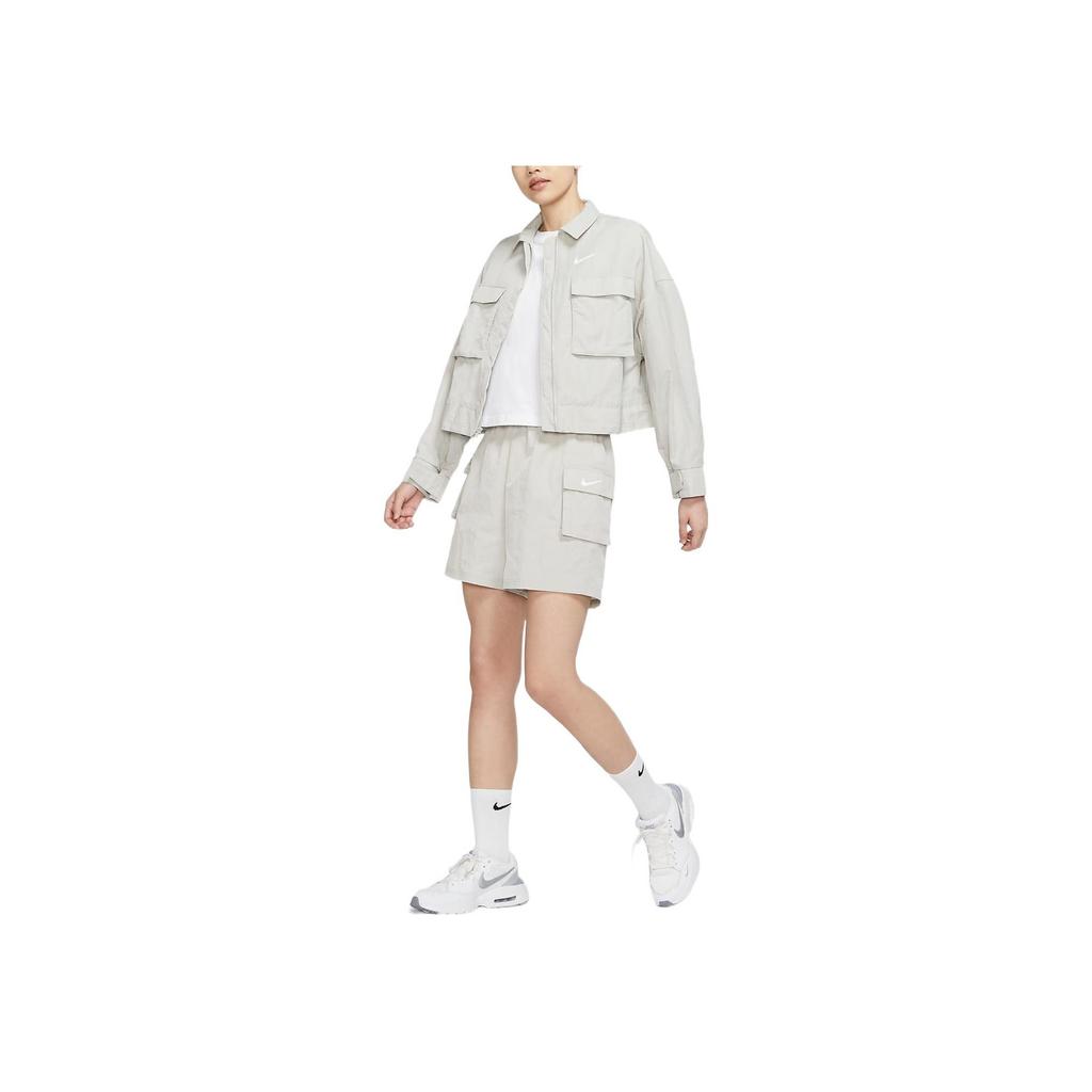 Nike Эластичные прямые повседневные шорты с высокой талией, женские плавки, серые DM6248-012