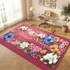 Floral Garden Theme Crystal Velvet Floor Rug Personalized Custom Name Text Warm Carpet Home Decoration