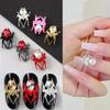 Nail Art Ornaments, Halloween Retro Gemstone Spider Three-Dimensional Metal Alloy Nail Ornaments