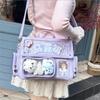 Японский однотонный рюкзак женский квадратный кожаный Y2K Mochilas Mujer Харадзюку большая вместимость Ita Bag аниме ручка через плечо
