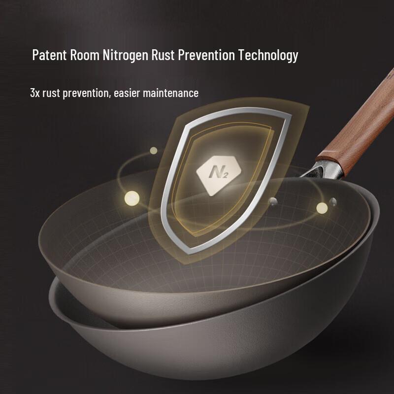 Sanhe Zero-Coating Micro-Nano Non-Stick Light Iron Wok