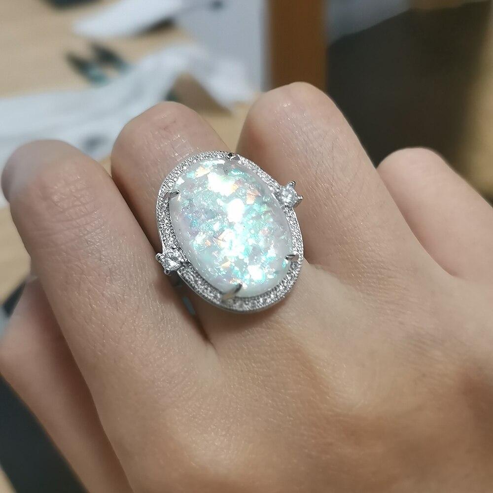 Women 'S 925 Sterling Silver Opal Ring Jewelry Ring Wholesale Size 6 -10