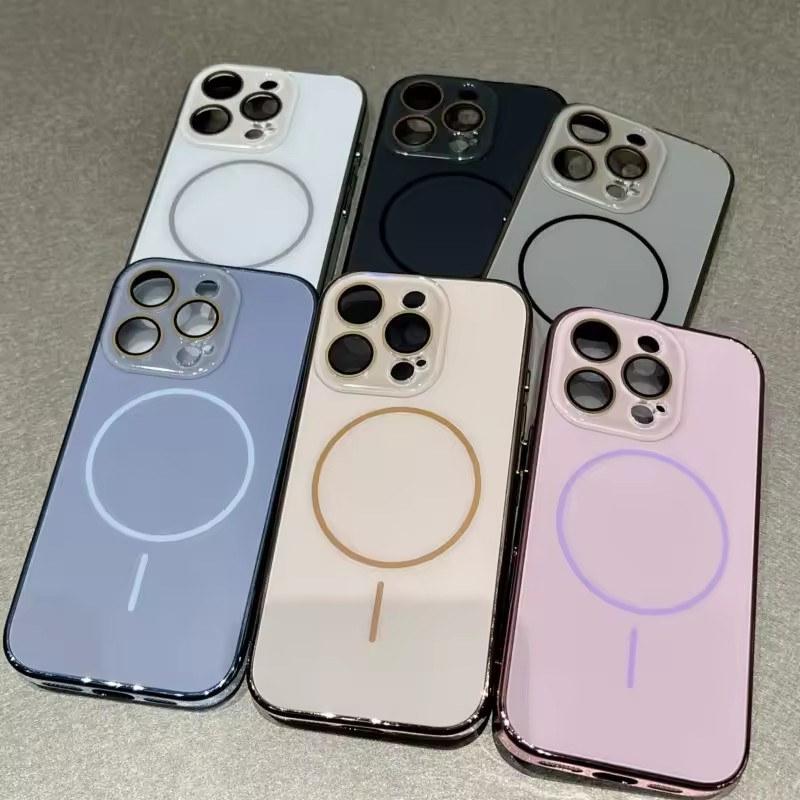 Роскошный AG Nano закаленное стекло для Magsafe чехол для iPhone 16 15 14 Plus 13 12 Pro Max беспроводная зарядка матовая жесткая задняя крышка