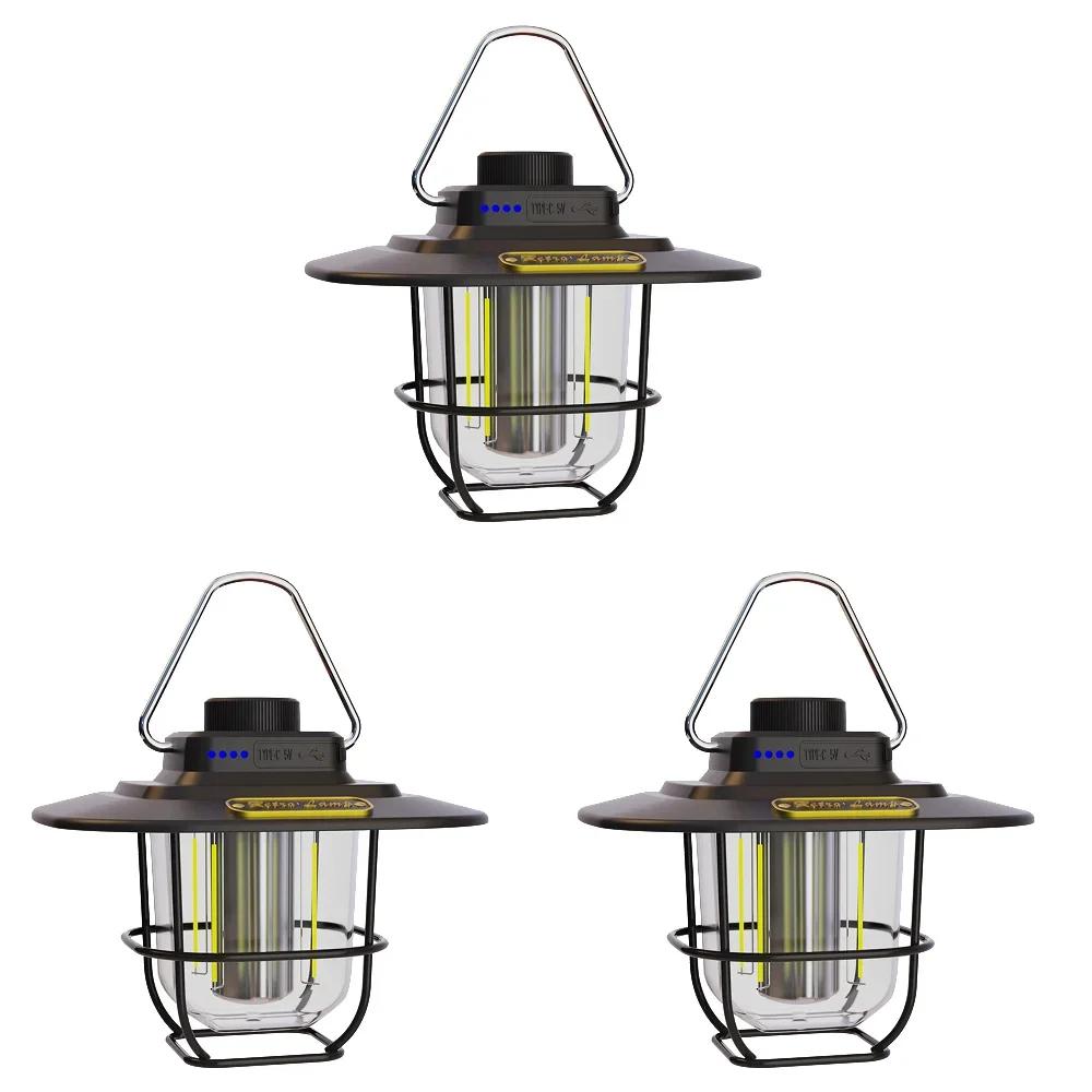 Retro Camping Light Portable Camping Lantern 4500mAh Outdoor Hanging Tent Light for Hiking Climbing Emergency Light Power Bank