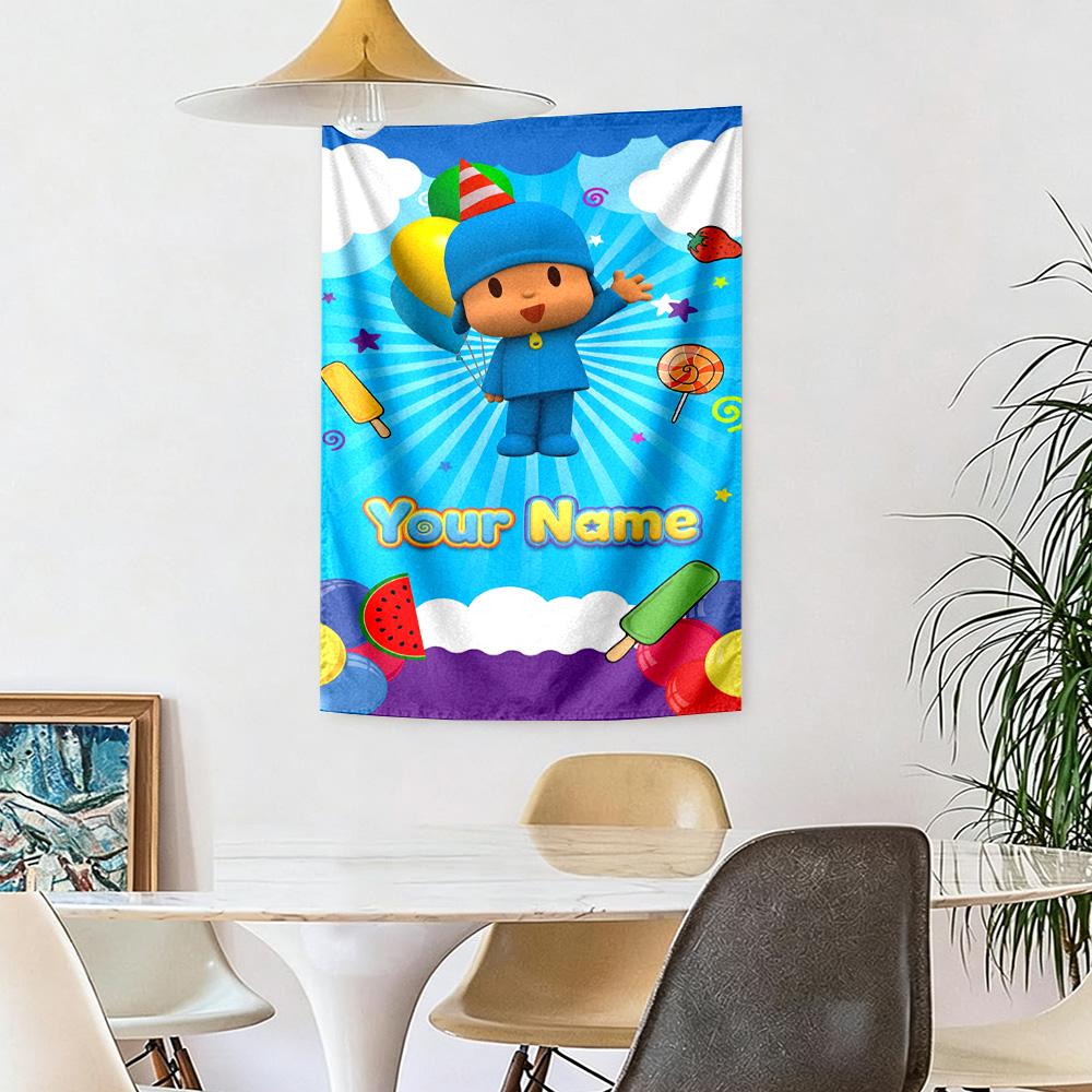 Pocoyo Customize Your Name Tapestry Aesthetic Wall Tapestry Non-Fading Color Suitable for Living Room Decor Multi-purpose for All Occasions