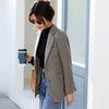 Autumn Women's Slim Long-sleeved Small Suit New Top Retro Woolen Plaid Blazer