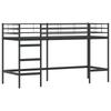 Kids Loft Bed Frame with Curtains Black 75 x 190 cm