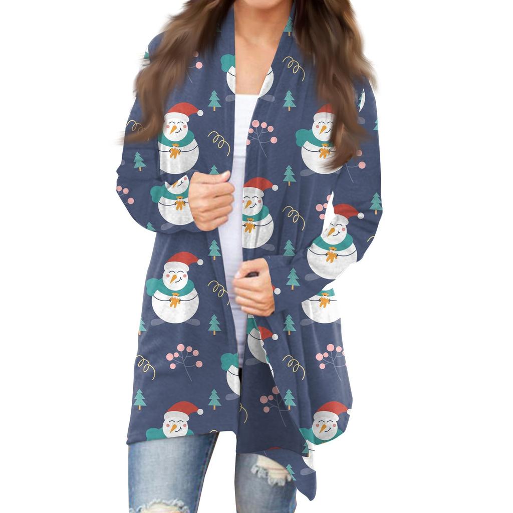 Женский осенний кардиган, женский кардиган с длинным рукавом и принтом спереди, легкая модная повседневная куртка