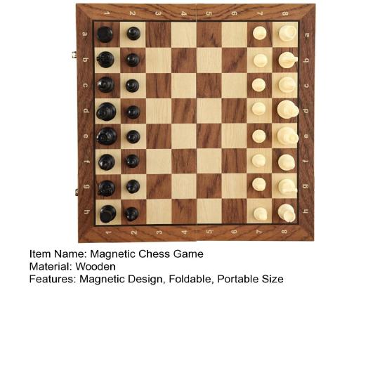 Магнитная шахматная игра 2-в-1 Деревянная складная шахматная доска Ящик для хранения фигур Портативная Детская и взрослая Классическая стратегическая шахматная игра