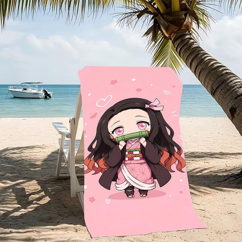 Beach Towel with Nezuko Demon Slayer Nezuko Kamado Pattern - soft,absorbent,machine washable Lightweight&Modern,swimming,Travel Essentials