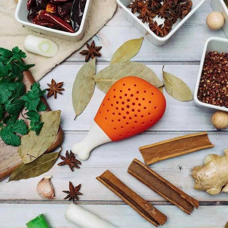 1 шт. Креативный фильтр для специй в форме куриной ножки, кастрюля для тушеного супа, силиконовый пакет для приправ, фильтр для специй для супа