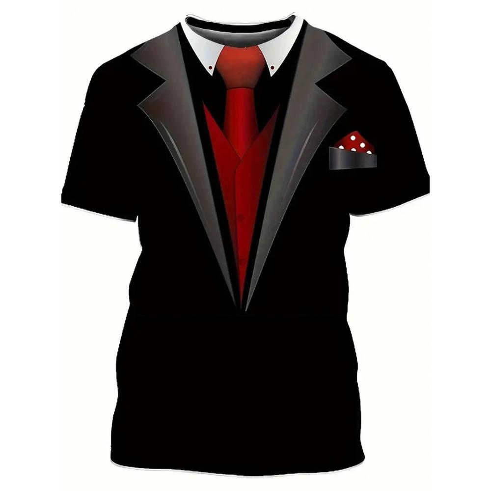 Модные мужские футболки с 3d-принтом костюма и галстука. Простая футболка с короткими рукавами для мужской одежды. Топы в уличной одежде.