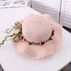 Wide Brim Beachside Sun Hat Fishing Cap Summer Beach Hat Portable Flower Lafite Straw Hat  Outdoor
