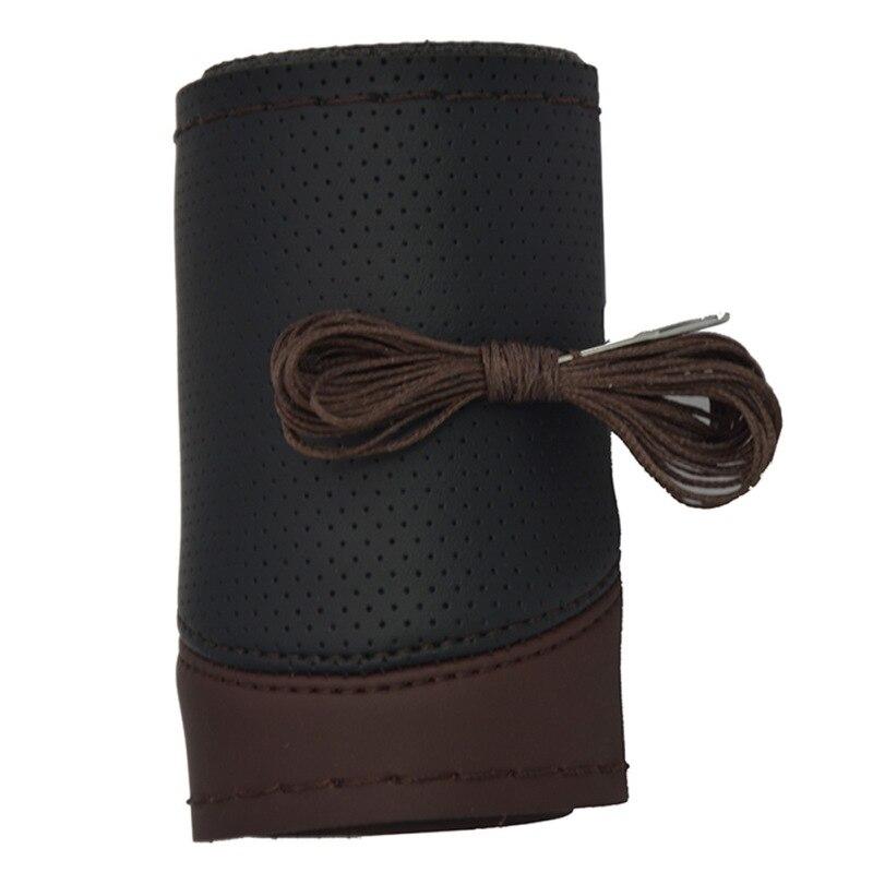 Универсальный чехол на руль 38 см, сшитый вручную, из суперволокна, кожаная ручка, автомобильные аксессуары для интерьера