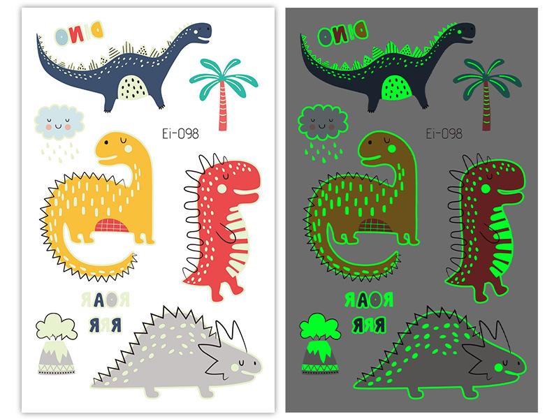 Новые светящиеся наклейки-тату динозавра, детские забавные светящиеся наклейки с героями мультфильмов, наклейки-татуировки