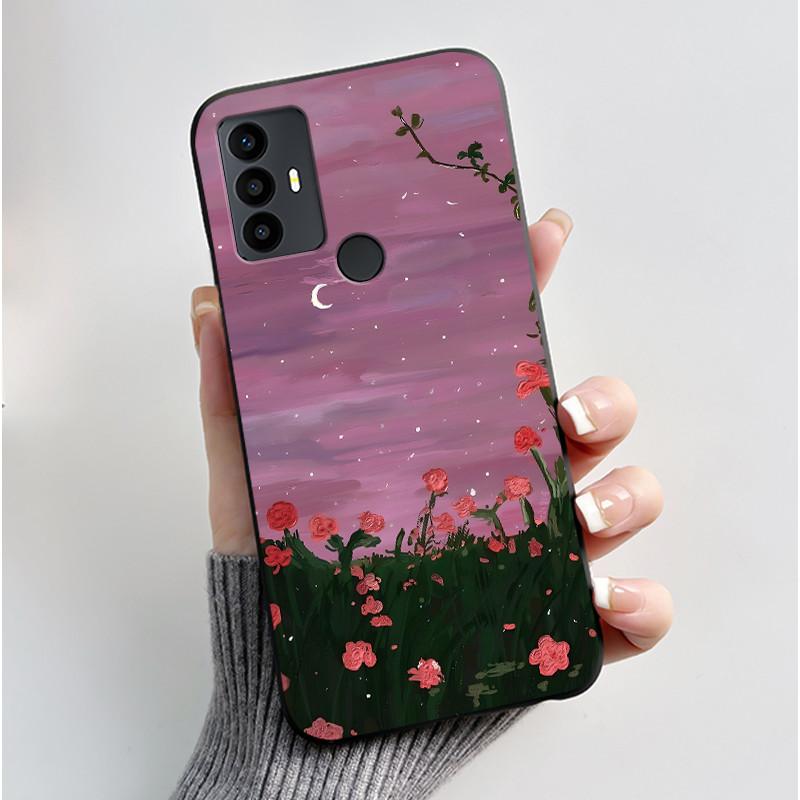 Cute Case For TCL 30 SE Protective Cover For TCL 30E Funda For TCL 306 305 Printing Shell Soft Silicone Cartoon Black Casing