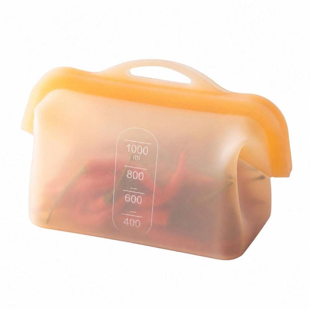 With Handle 1000ML Silicone Fresh-keeping Bag Leak-Proof Upright Freezer Bags Home Kitchen