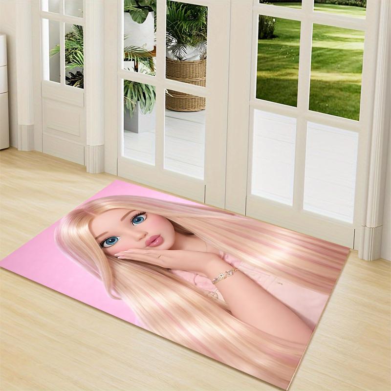 Glamorous Barbie Portrait Carpet Rug Soft Washable Antislip Home Living Room Sofa Mats Personalized Christmas Rug