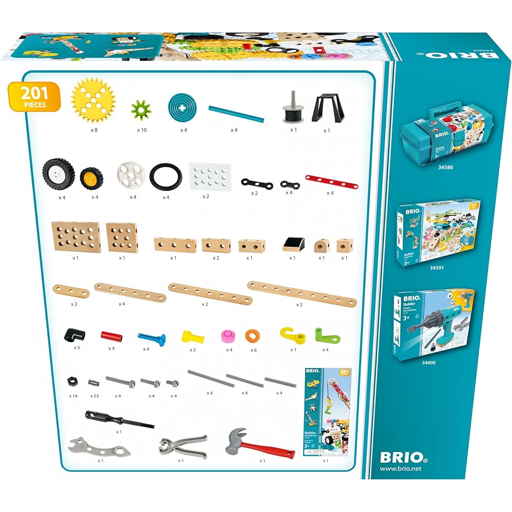 Brio Builder Набор для творчества II 201 деталь Деревянная игрушка для детей от 3 лет Строительный игровой набор