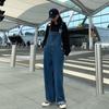 Spring and Autumn Wide-leg Denim Overalls Retro Women's Summer Thin Sling One-piece Pants